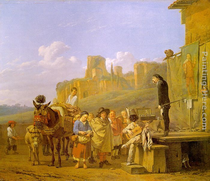 A Party of Charlatans in an Italian Landscape painting - Karel Dujardin A Party of Charlatans in an Italian Landscape art painting